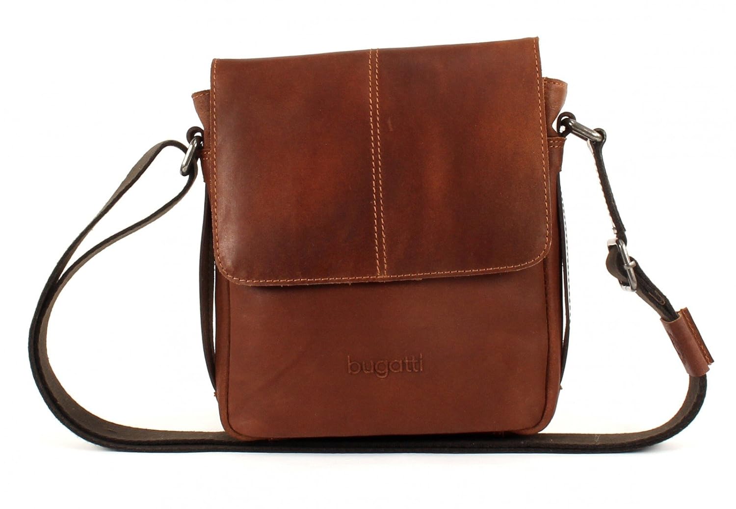 bugatti 男式 时尚休闲款单肩包斜挎包 4276 棕色 小号(亚马逊进口直